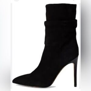 JESSICA SIMPSON BRIXEN BLACK STRETCH SUPREME MICRO SUEDE MID HEELED BOOTS 8M